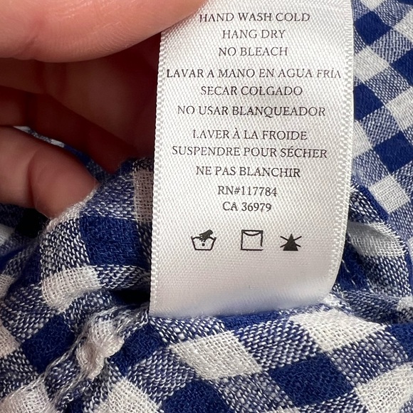 Rails Women's Blue Gingham Val Linen Blend Tie Front
Blouse Size XS Long Sleeve - Picture 13 of 15